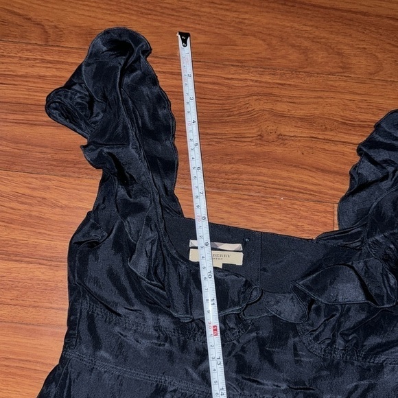 Burberry London Silk Ruffle Blouse Sleeveless Top in Navy Blue US 4 - Picture 8 of 10